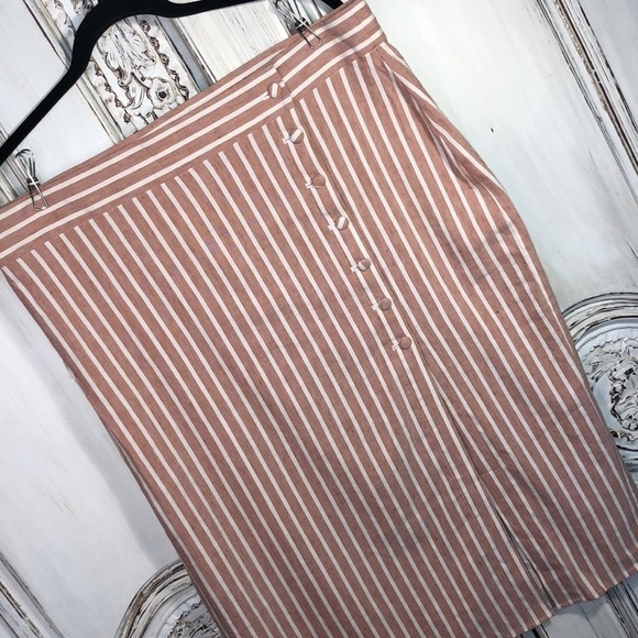 Leith Linen Blend True Wrap Covered Button Down MIDI Skirt Size 1X NWOT - Picture 2 of 10